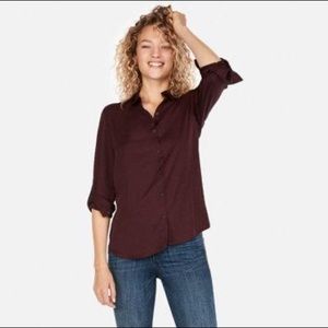 Express Burgundy Satin Twill No Pocket City Shirt